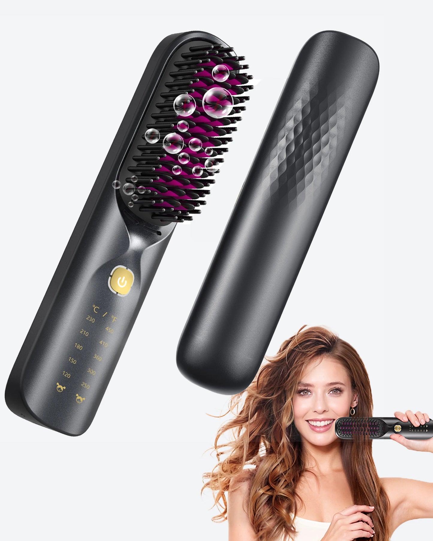 BOPCAL Cordless 2in1 USB Hair Comb Curler 10000mAh Battery