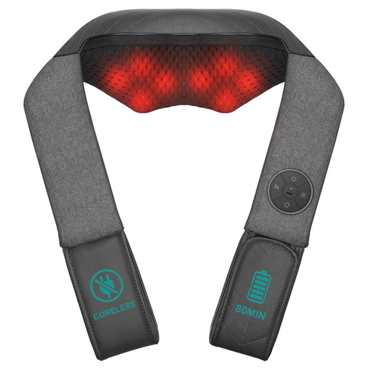 Nekteck Cordless Shiatsu Neck Massager With Heat Kneading