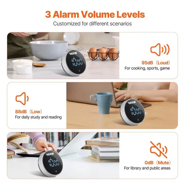 Digital Kitchen Timer With Magnetic Mount LED Display And 2 Lighting Modes