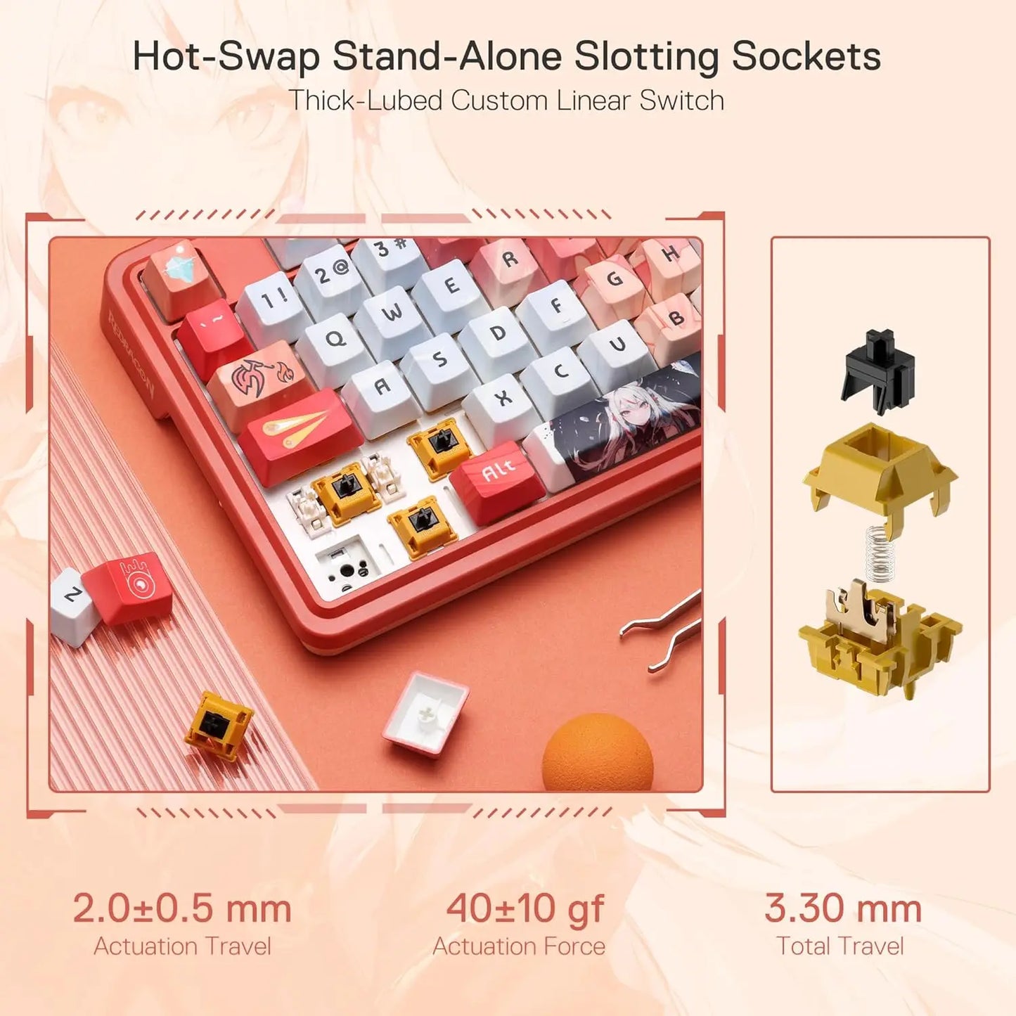 Redragon K673ProSE 81Keys Wireless RGB Mechanical Keyboard HiFiLinearSwitch Elite