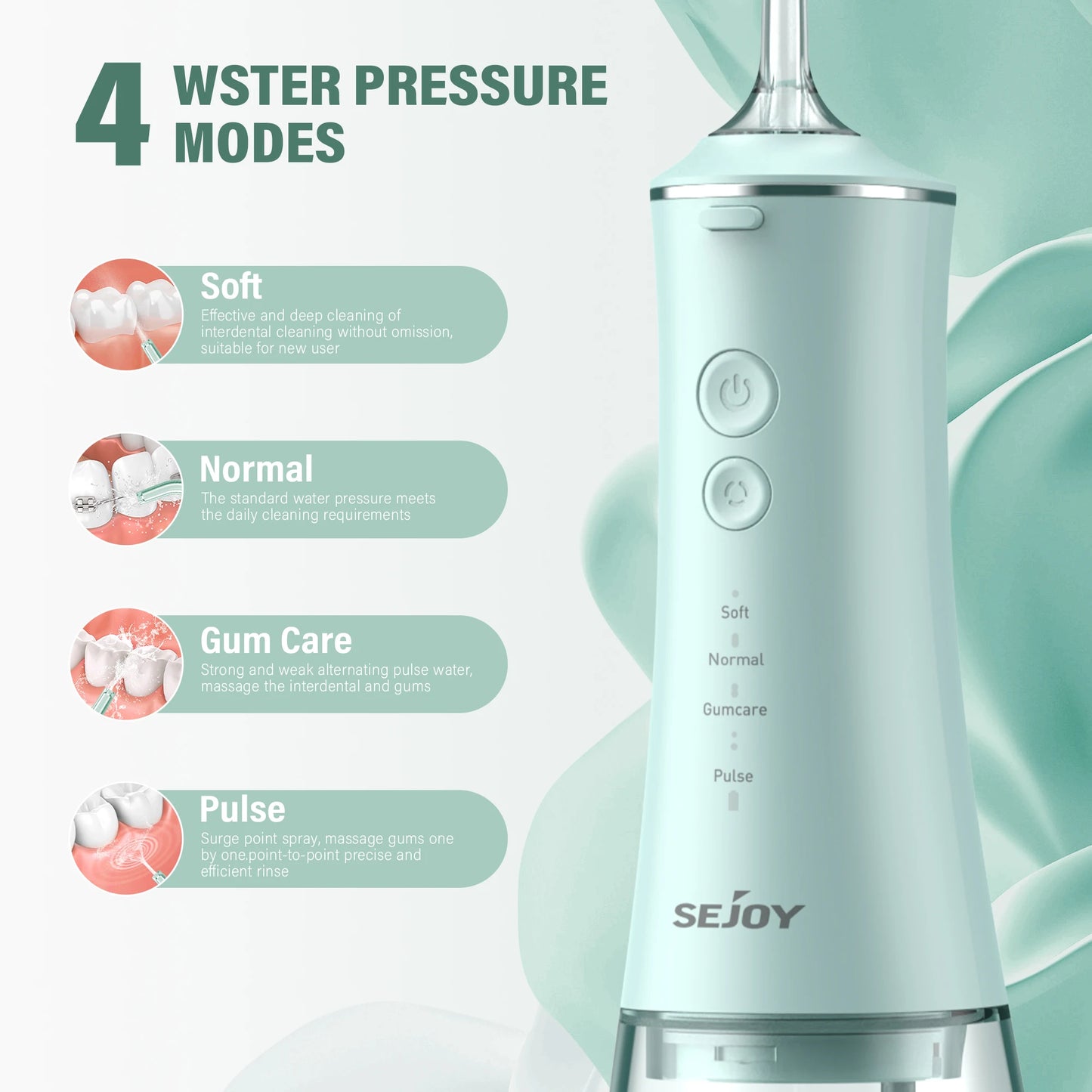 Sejoy Water Flosser Portable Cordless Oral Irrigator 6 Jets