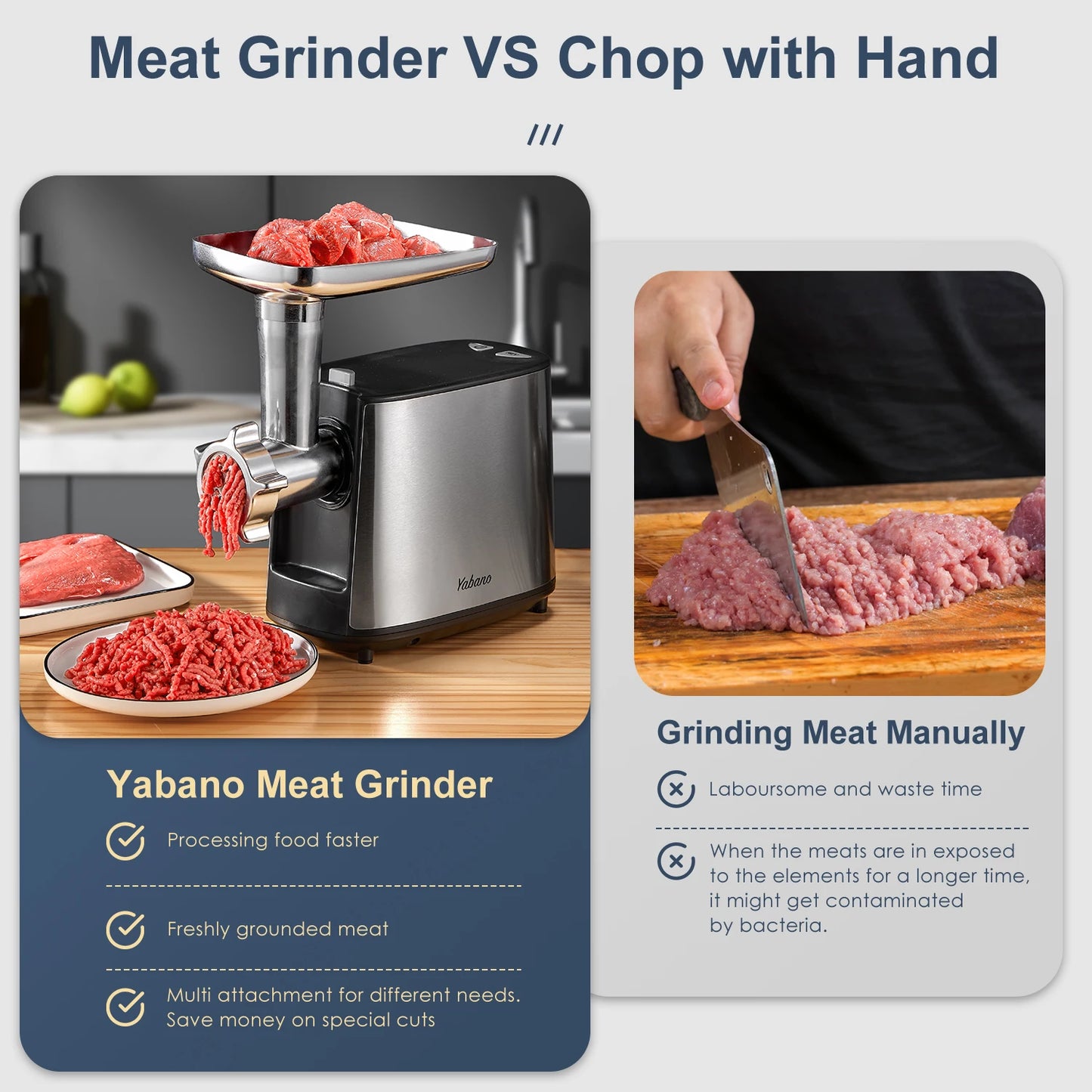 Yabano Electric Meat Grinder Mincer Sausage Kubbe Kit