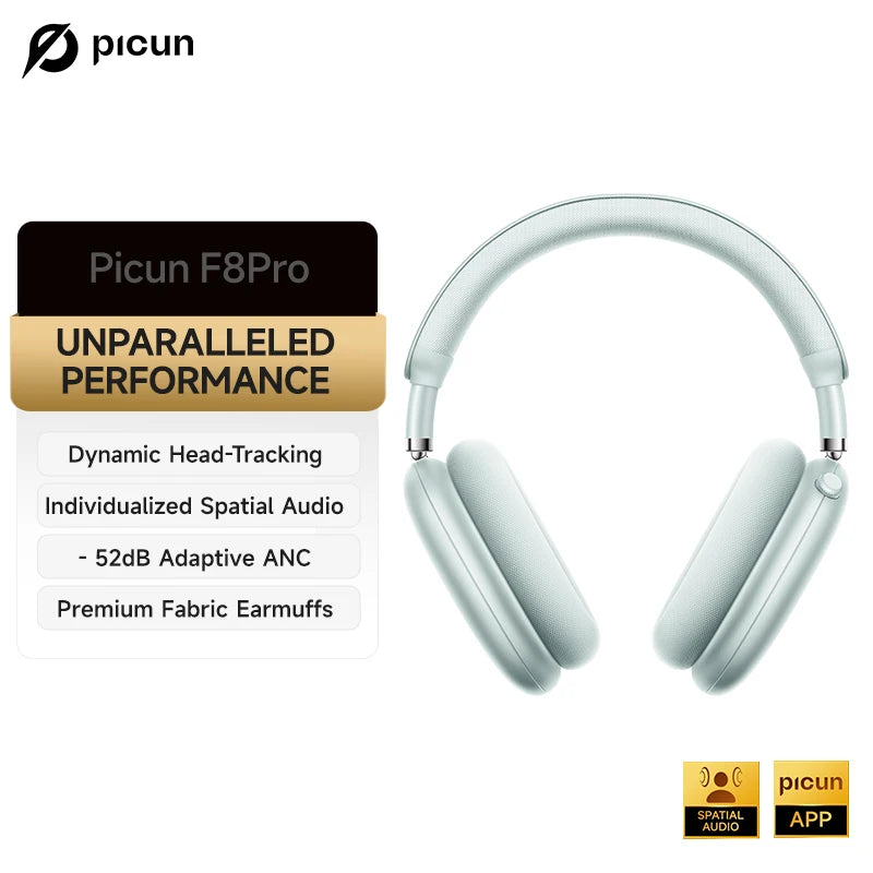 Picun F8 Pro ANC Headphones Head Tracking 3D Spatial Audio