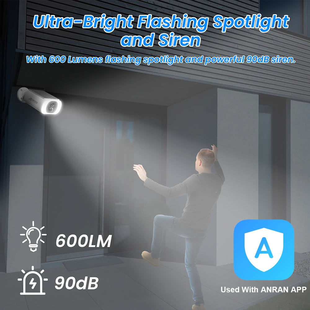 ANRAN Outdoor Wireless Security Camera 3MP Solar Floodlight