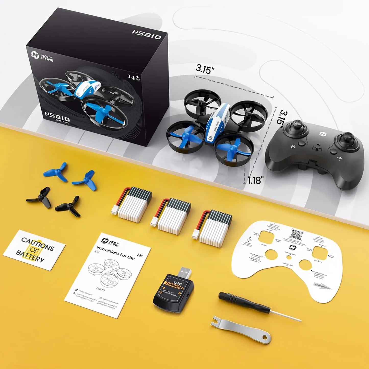 Holy Stone Nano Drone For Kids Indoor RC Quad 3 Batteries