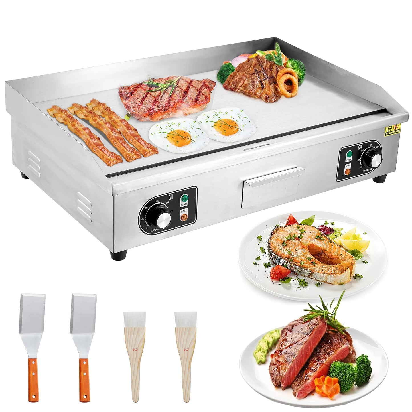 Adoolla 1500W 110V Commercial Electric Grill for CountertopGrill Teppanyaki Nonstick