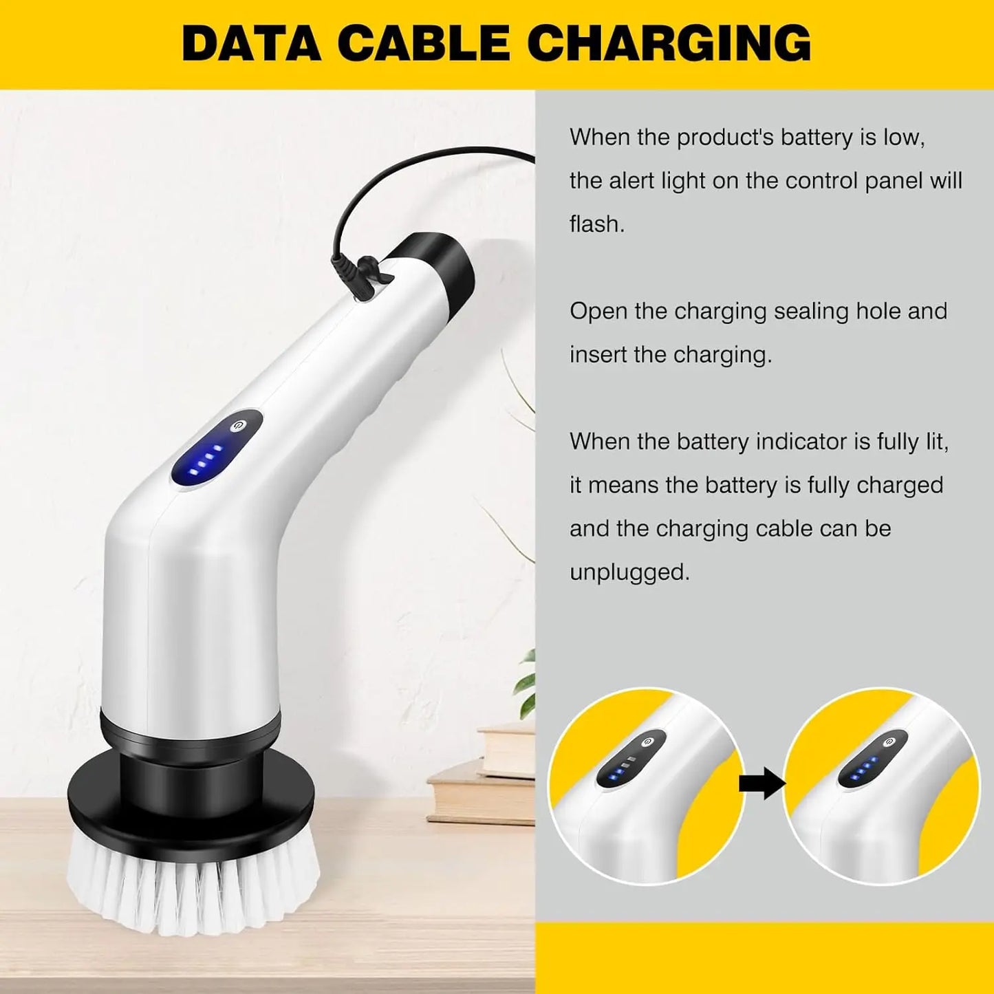BRIEFNESS Electric Cleaning Brush Spin Scrubber 3 in 1 Cordless Cleaning Brush Handheld Compact Cleaning Tool