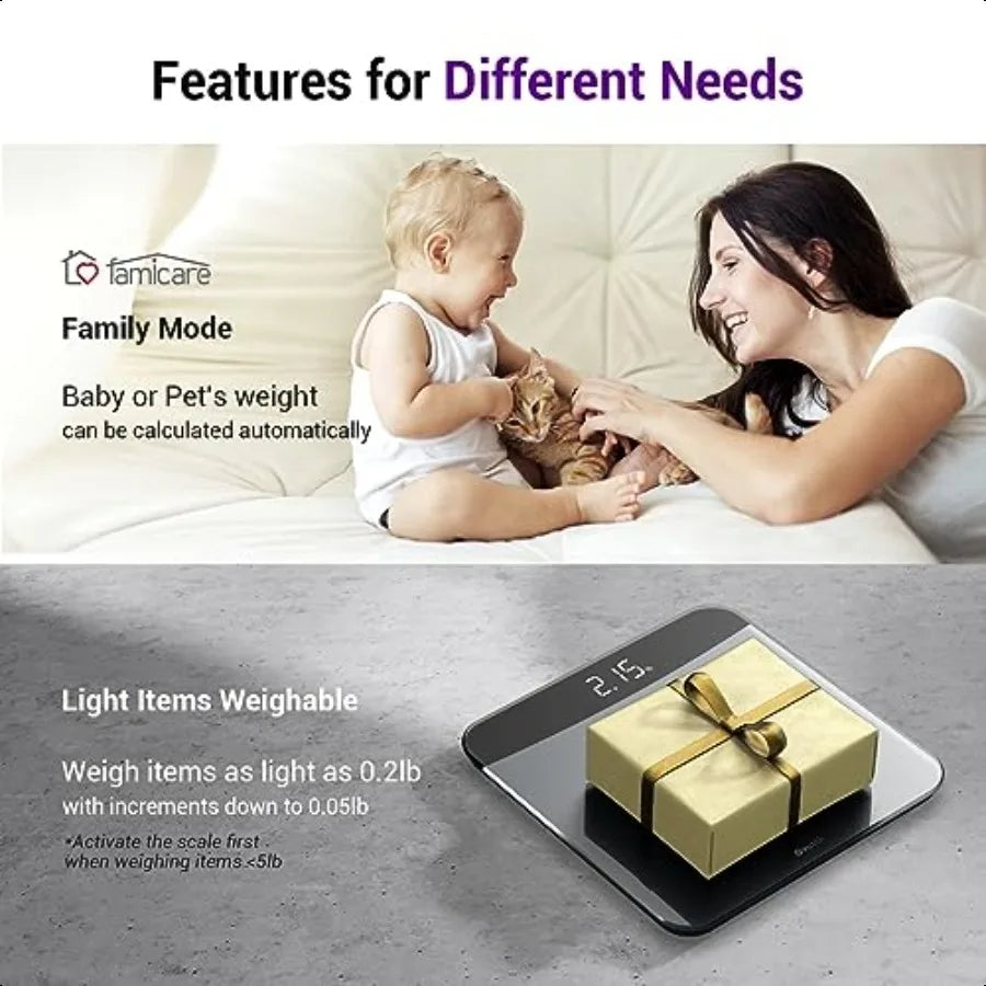 Digital Bathroom Scale 450lb With 0.05lb Precision Weighing