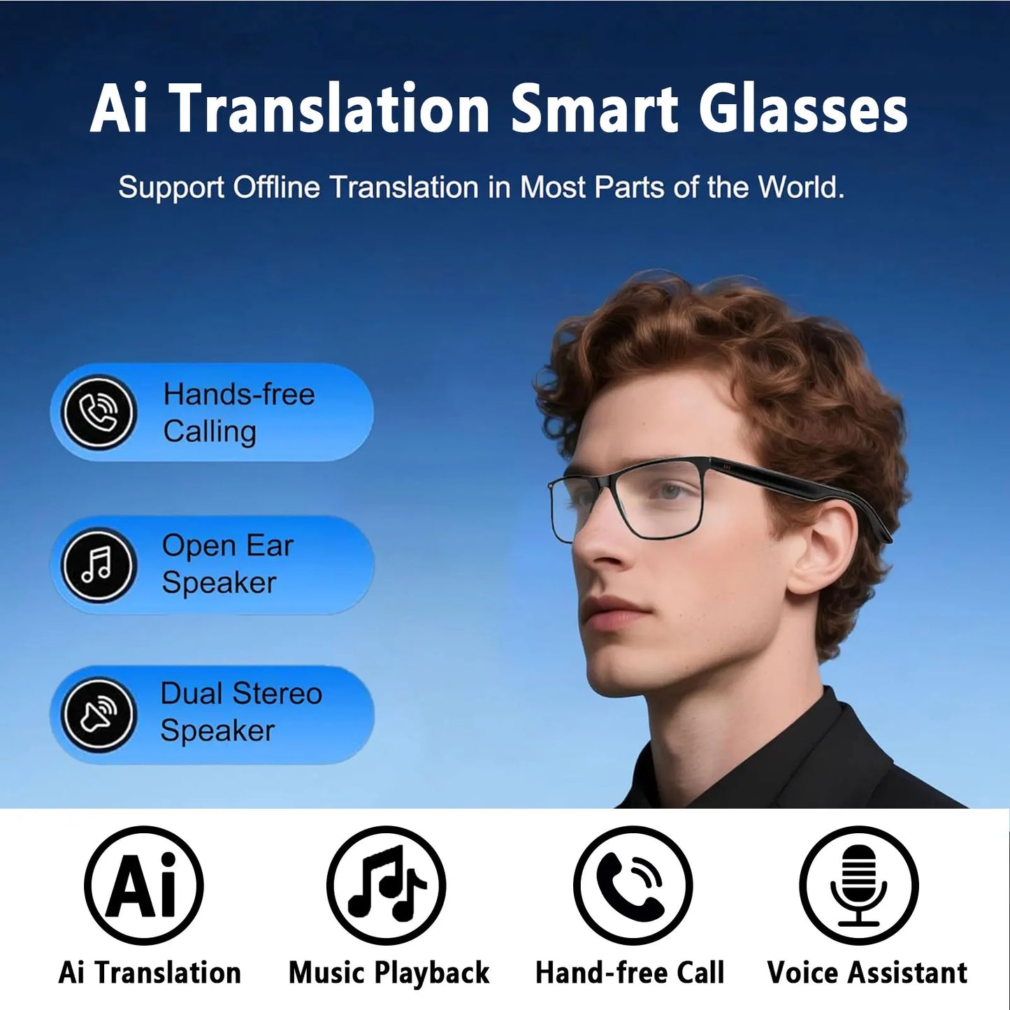 Giinova AI Smart Translation Glasses With RealTime View