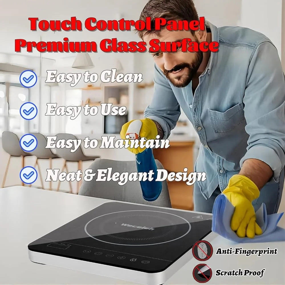 XMSJCooker Induction Cooktop 1800W Portable Single Burner