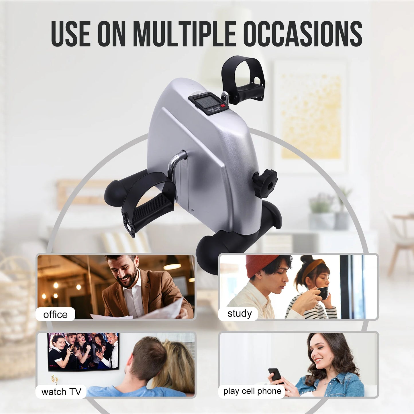 Under Desk Mini Pedal Exercise Bike LCD Display Portable Fitness Trainer