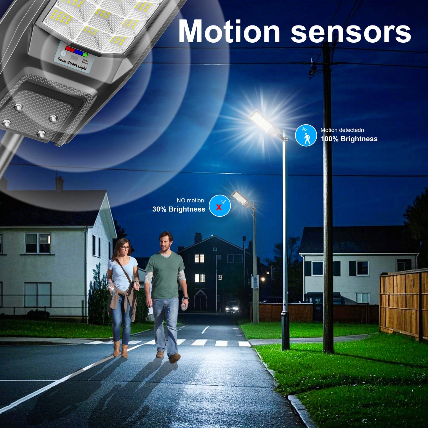Outdoor Solar Motion Sensor Light IP65 Dusk To Dawn Yard