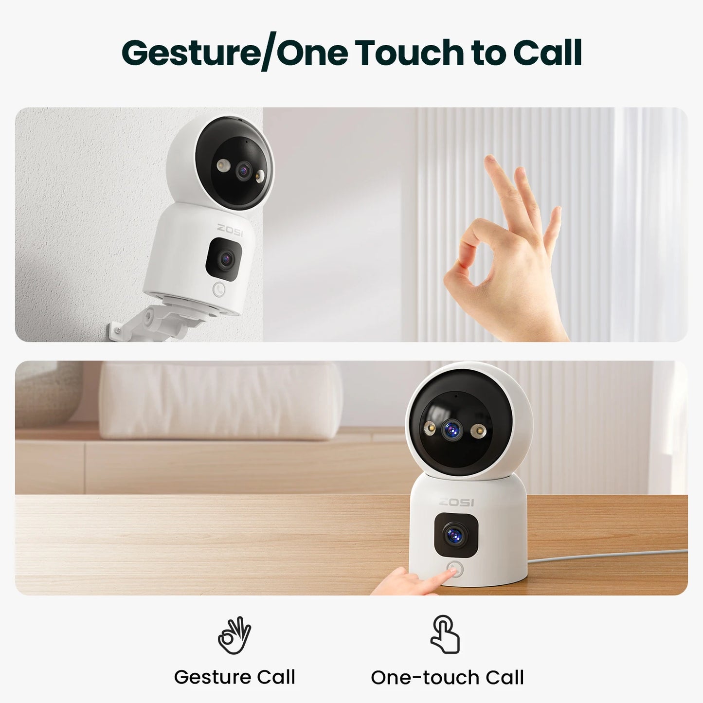 ZOSI C528 Dual Lens Indoor WiFi Security Camera 360 Pan Tilt