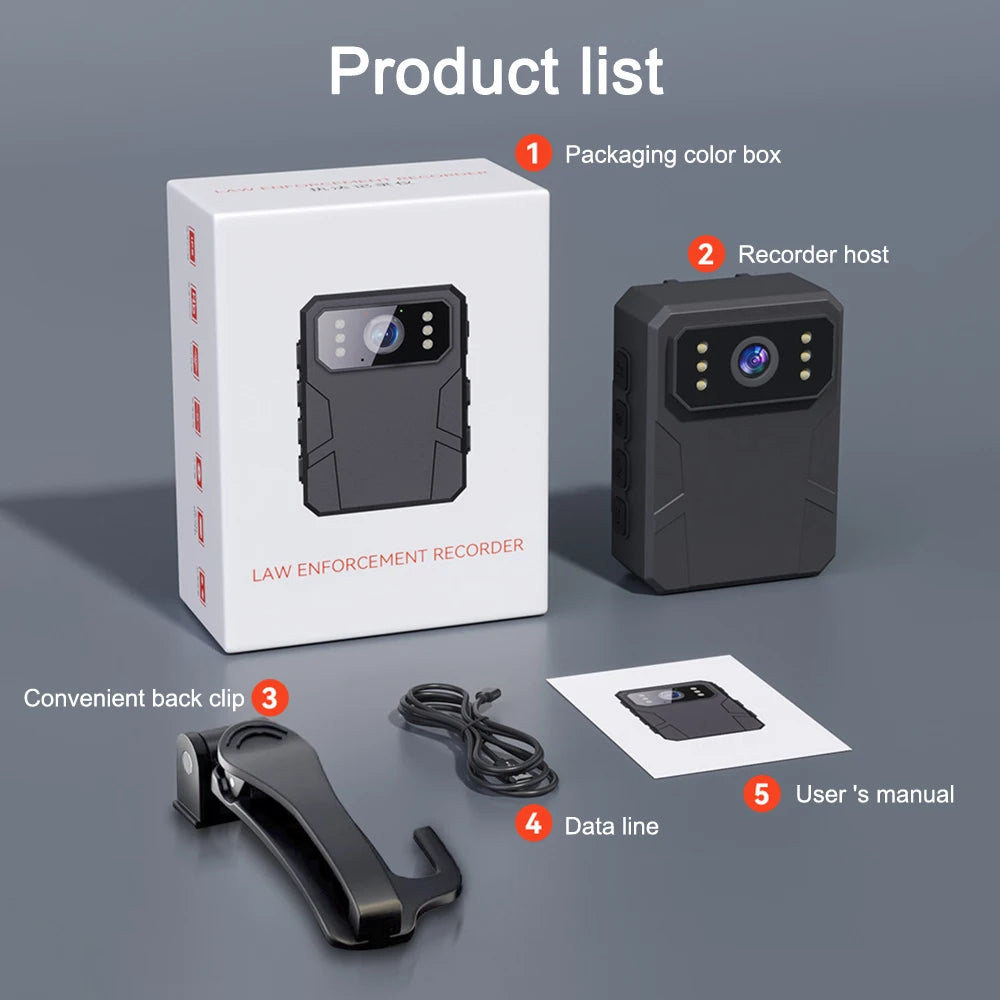 Built In 4K Body Worn Camera Mini Law Enforcement Recorder