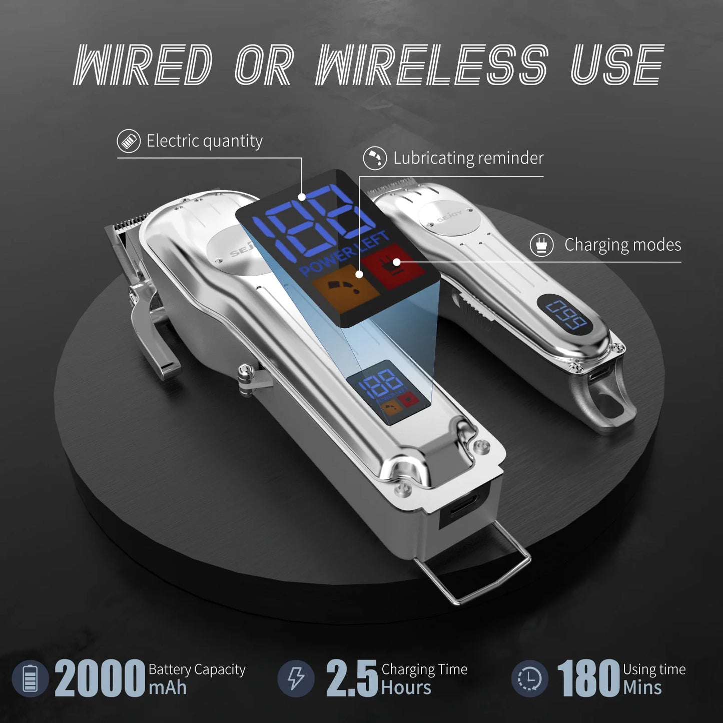 Sejoy Pro Hair Clipper Kit Cordless Electric Trimmer For Men