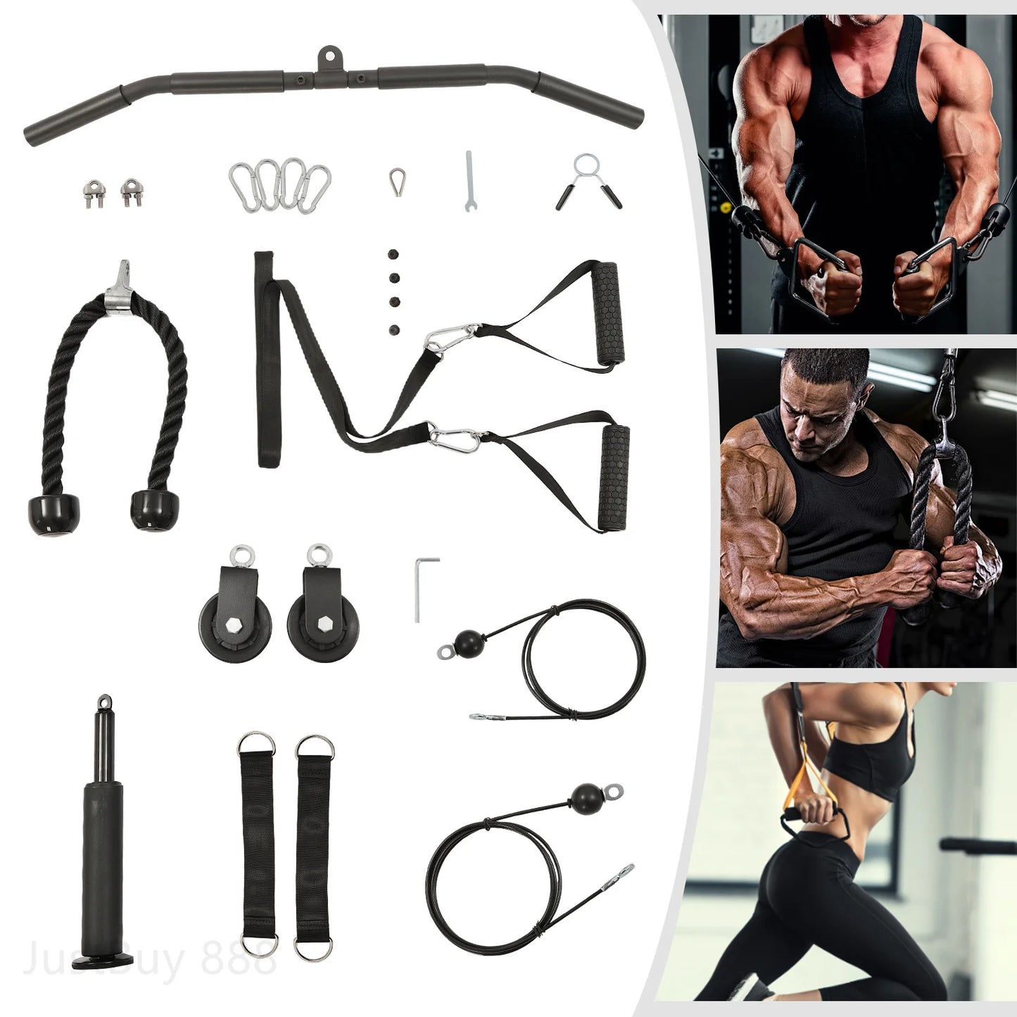 Cable Weight Pulley System for Home Gym with Safety Ropes