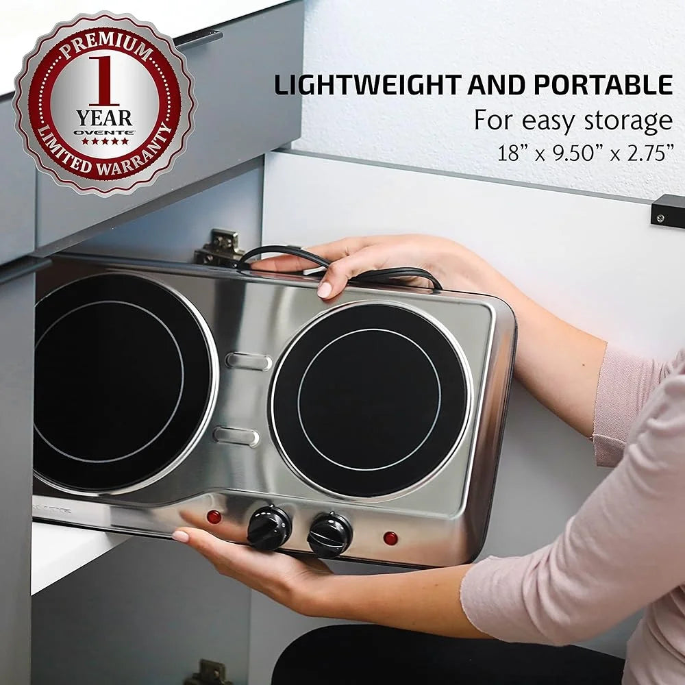 XMSJ 1700W Infrared Double Burner Hot Plate Cooktop