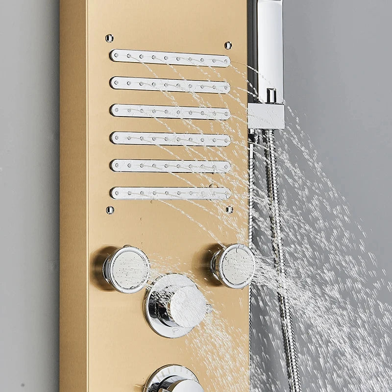 MYQualife LED Shower Panel Digital Screen Waterfall Massage Jets