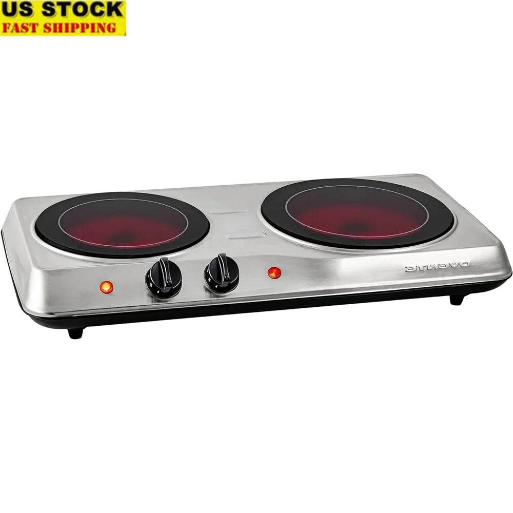 XMSJ 1700W Infrared Double Burner Hot Plate Cooktop
