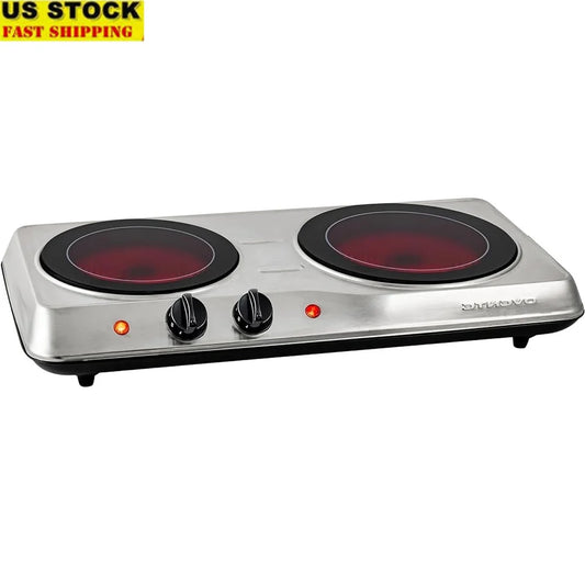 XMSJ 1700W Infrared Double Burner Hot Plate Cooktop