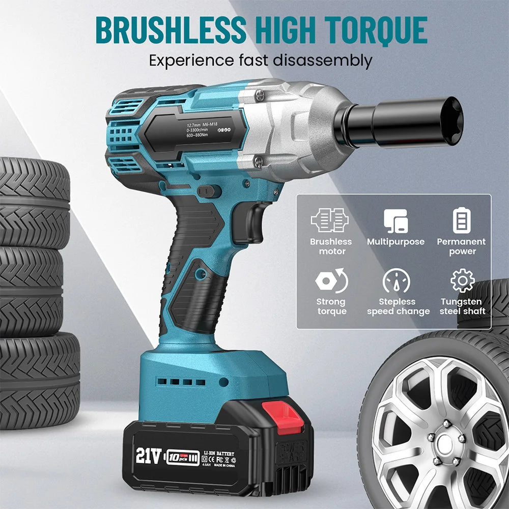 Seesii Cordless Impact Wrench 650Nm Torque Brushless