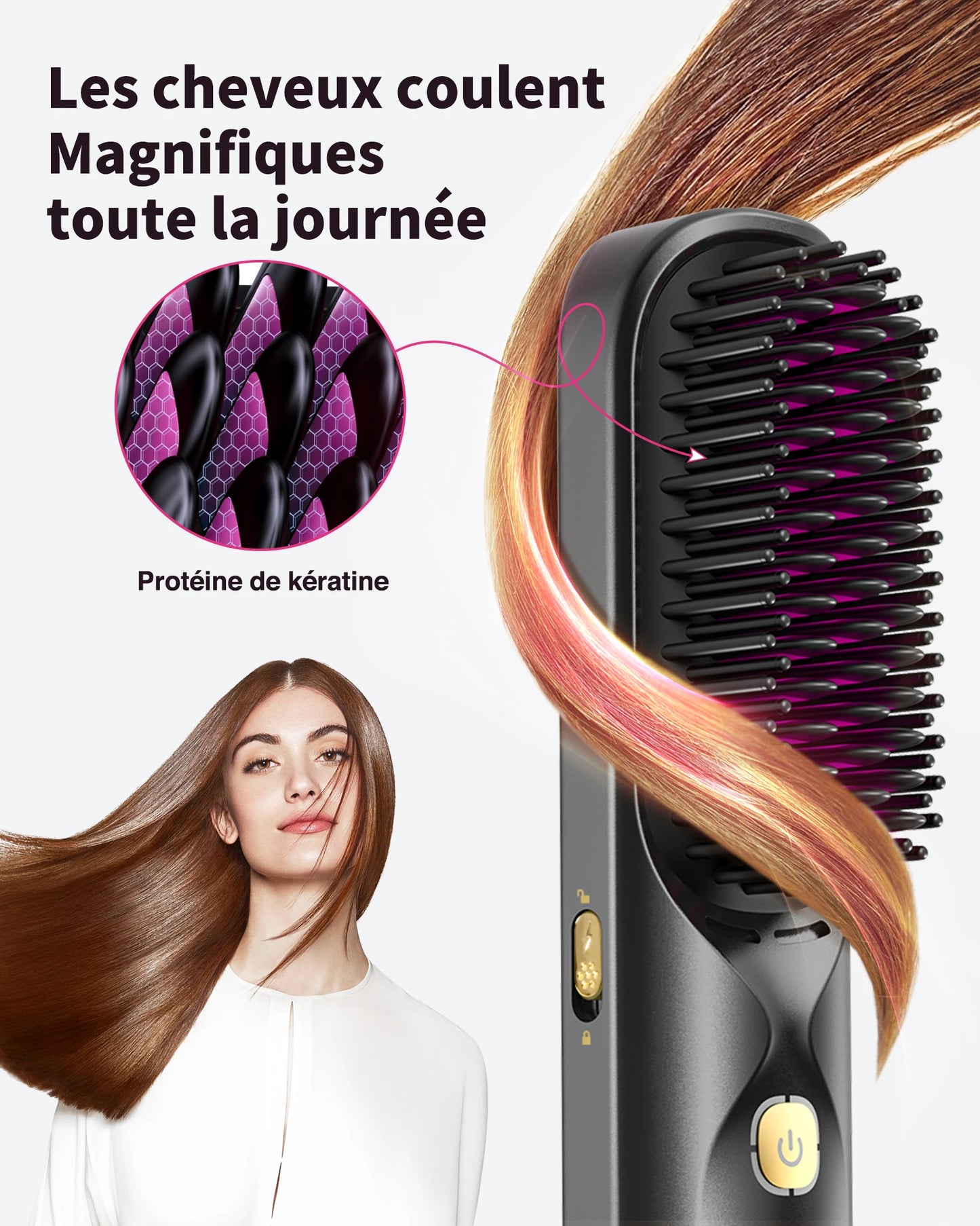 BOPCAL Cordless 2in1 USB Hair Comb Curler 10000mAh Battery