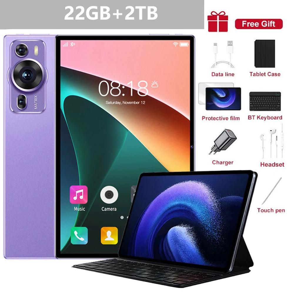 2025 New P60 Pro Tablets 10inch Global Version Tab Android14 22GB+2TB Tablet 20000mAh 5G Dual SIM WiFi Children's Kids Tablet PC
