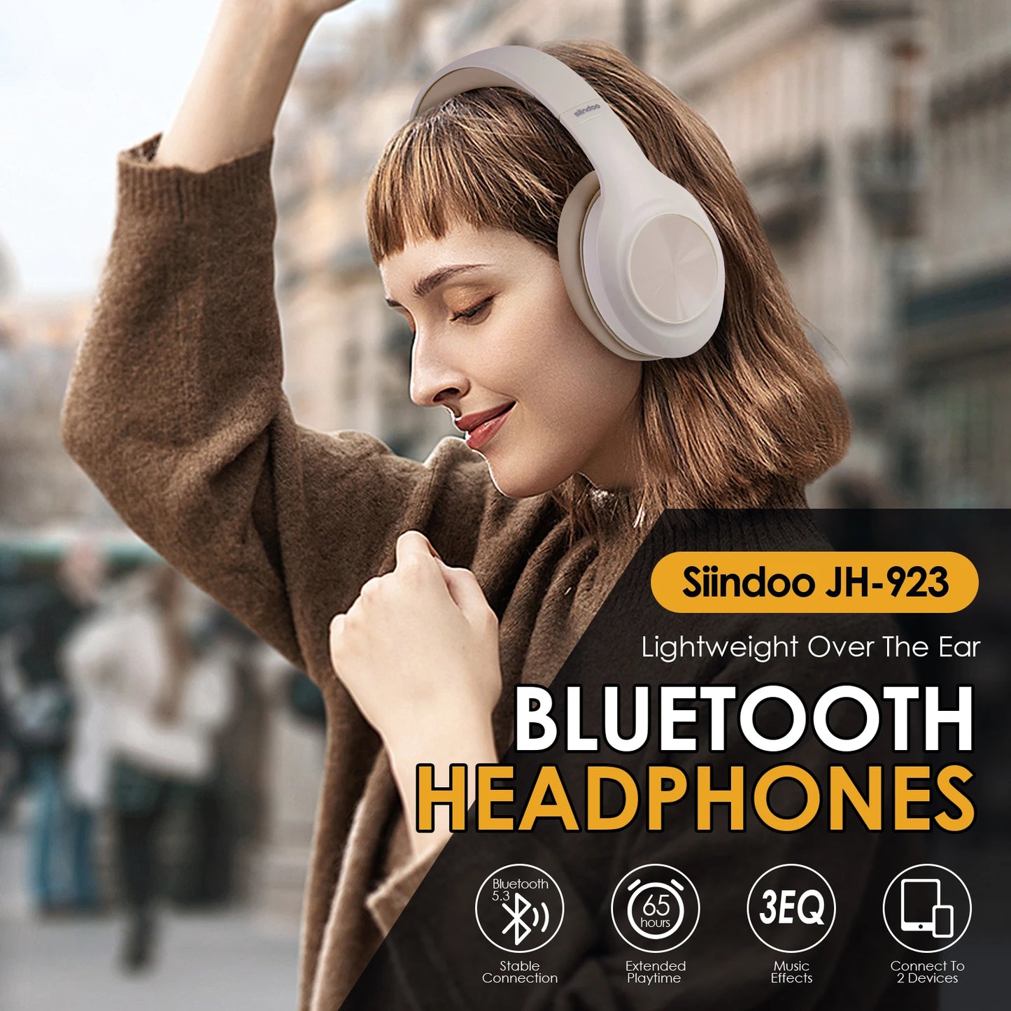 Siindoo JH923 Wireless Headphones Over Ear Bluetooth Mic