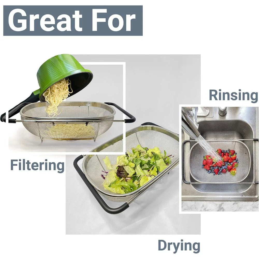 Hign-concerned Stainless Steel Over Sink Colander Basket