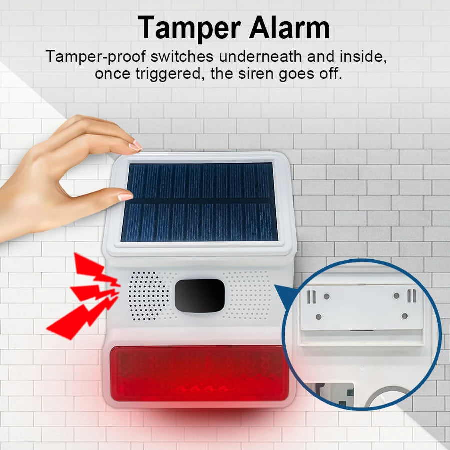 PGST Outdoor Solar Sound And Light Alarm With Motion Sensor 100dB 433MHz