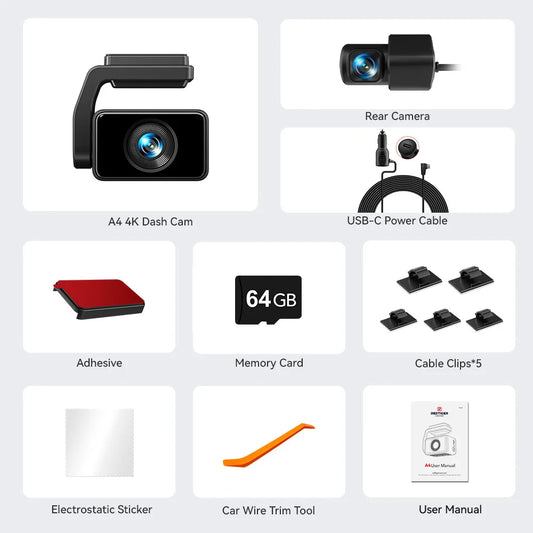 RedTiger Dash Cam Front And Rear 4K Drive Recorder GPS