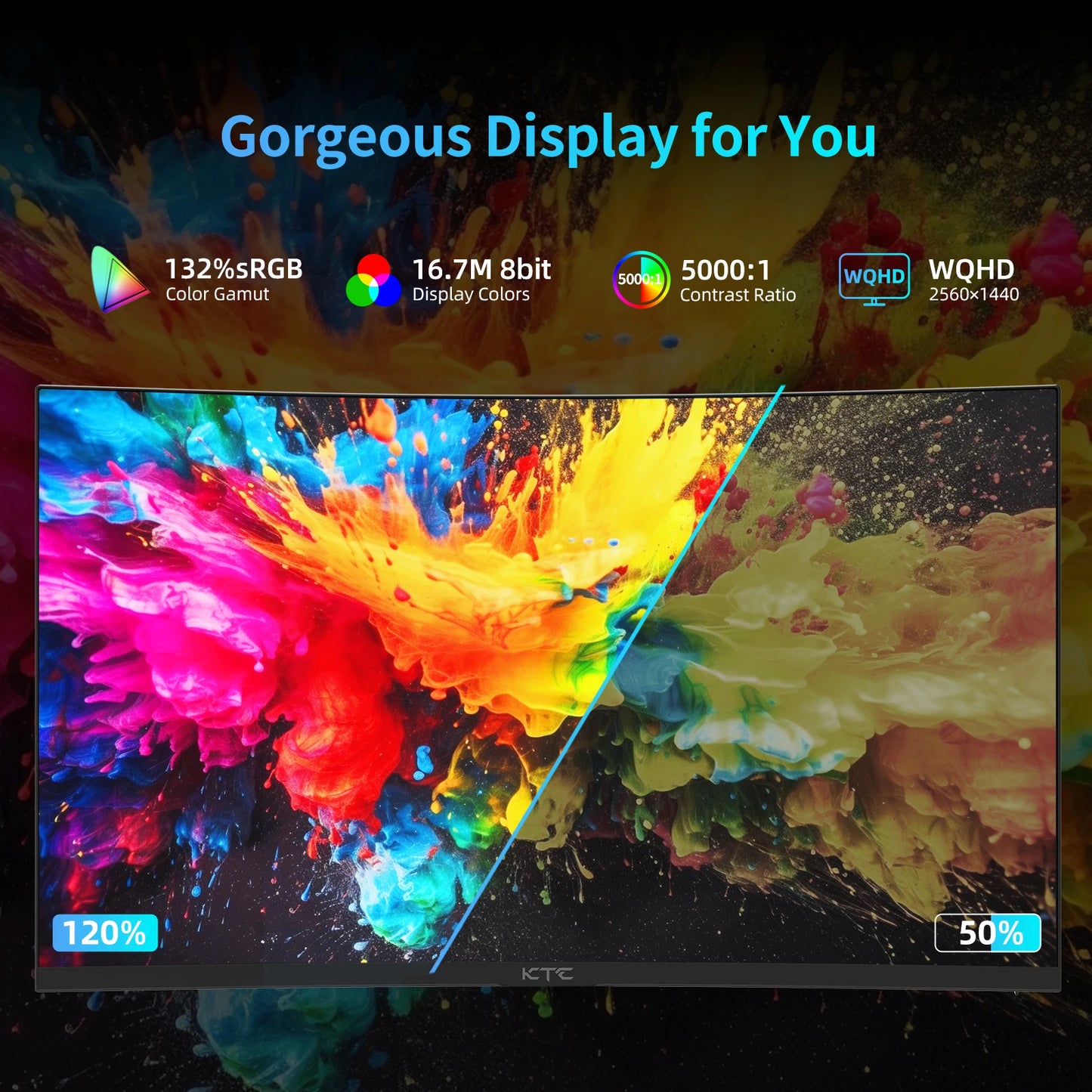 KTC WQHD 180Hz Curved Gaming Monitor 1440p HDR FreeSync
