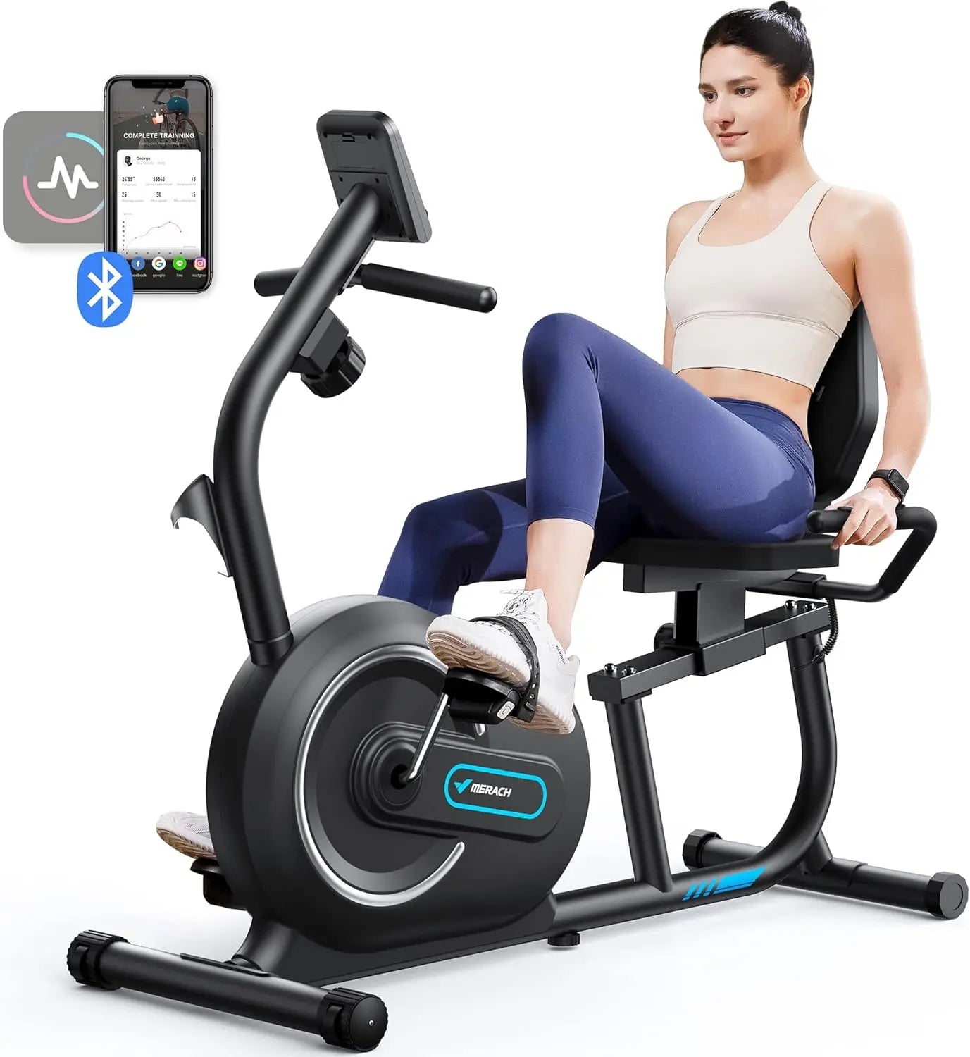 XMSJ Recumbent Exercise Bike With Smart Bluetooth Tech