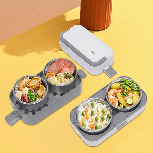 Bymaocar 2 Tier Electric Lunch Box Stainless Steel Heater