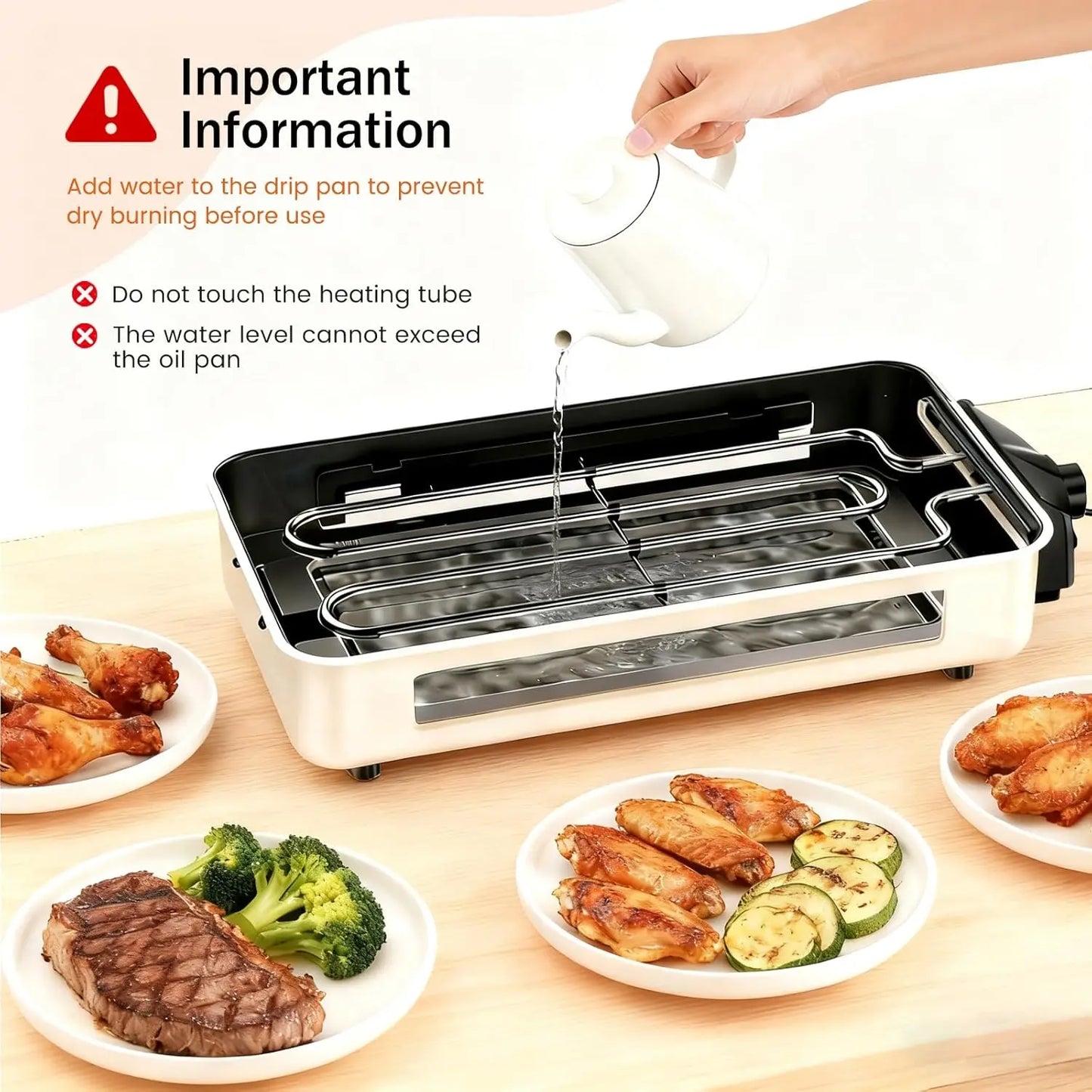 XMSJ Electric Indoor Grill 1500W Dual Function Temperature Control