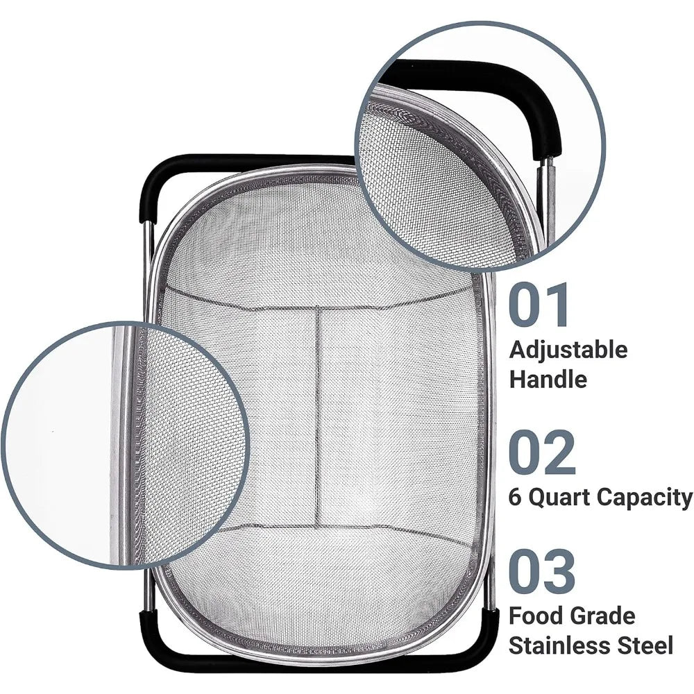 Hign-concerned Stainless Steel Over Sink Colander Basket