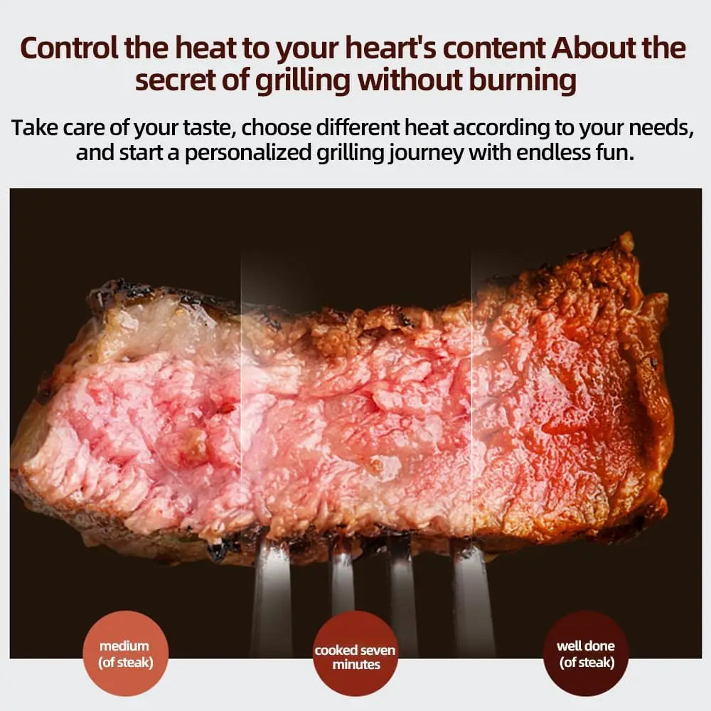 XMSJ 2200W Electric Grill And Hot Pot Combo Indoor Cooking