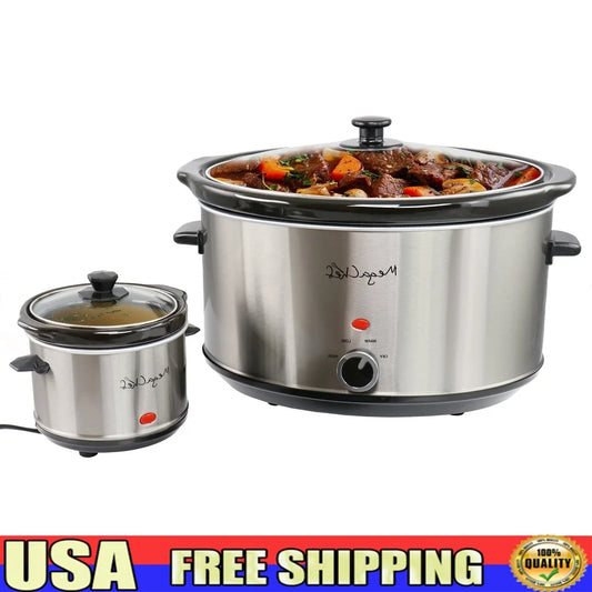 XMSJ Slow Cooker With Removable Ceramic Crock And Warmer