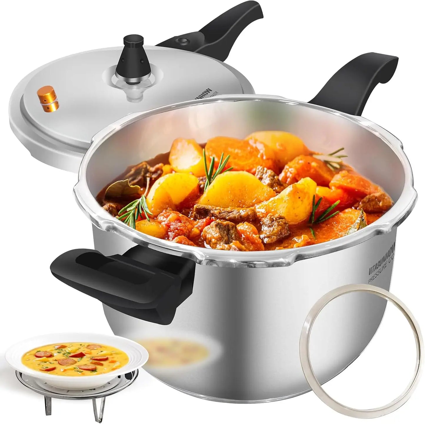 XMSJ Stainless Steel Pressure Cooker With Steamer Basket