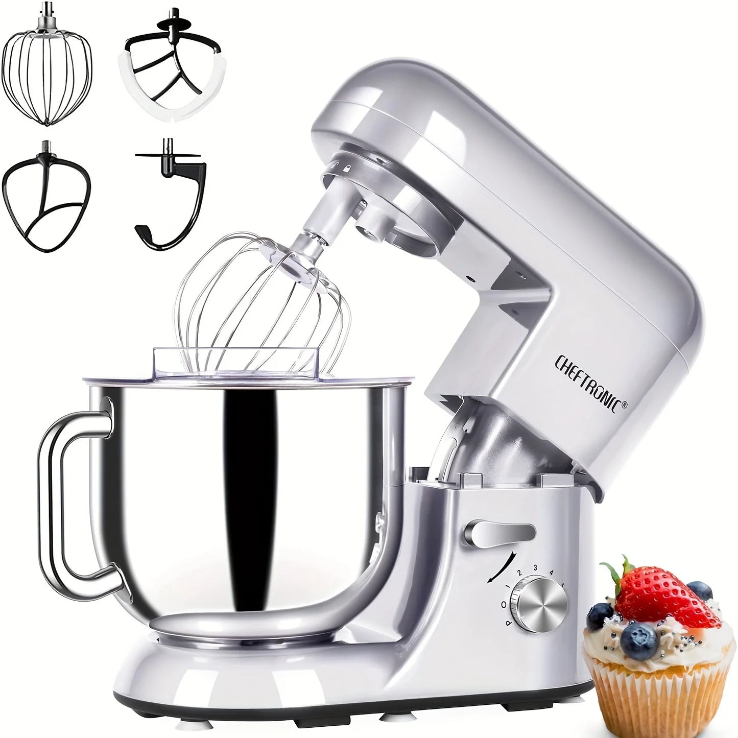 Cheftronic Stand Mixer Tilt-Head 650W with Milk Frother