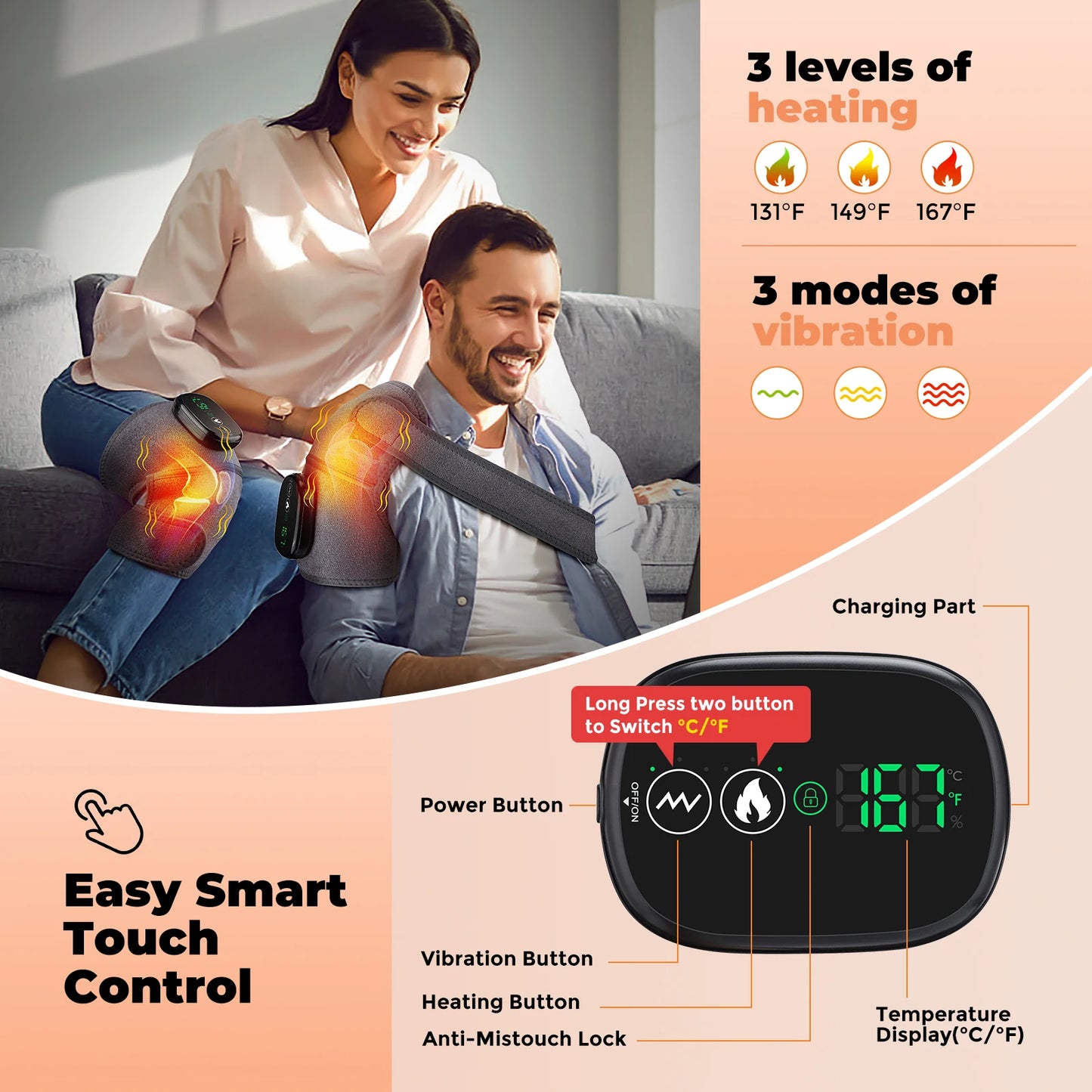 DearBeauty Electric Leg And Knee Massager With Heating Pad