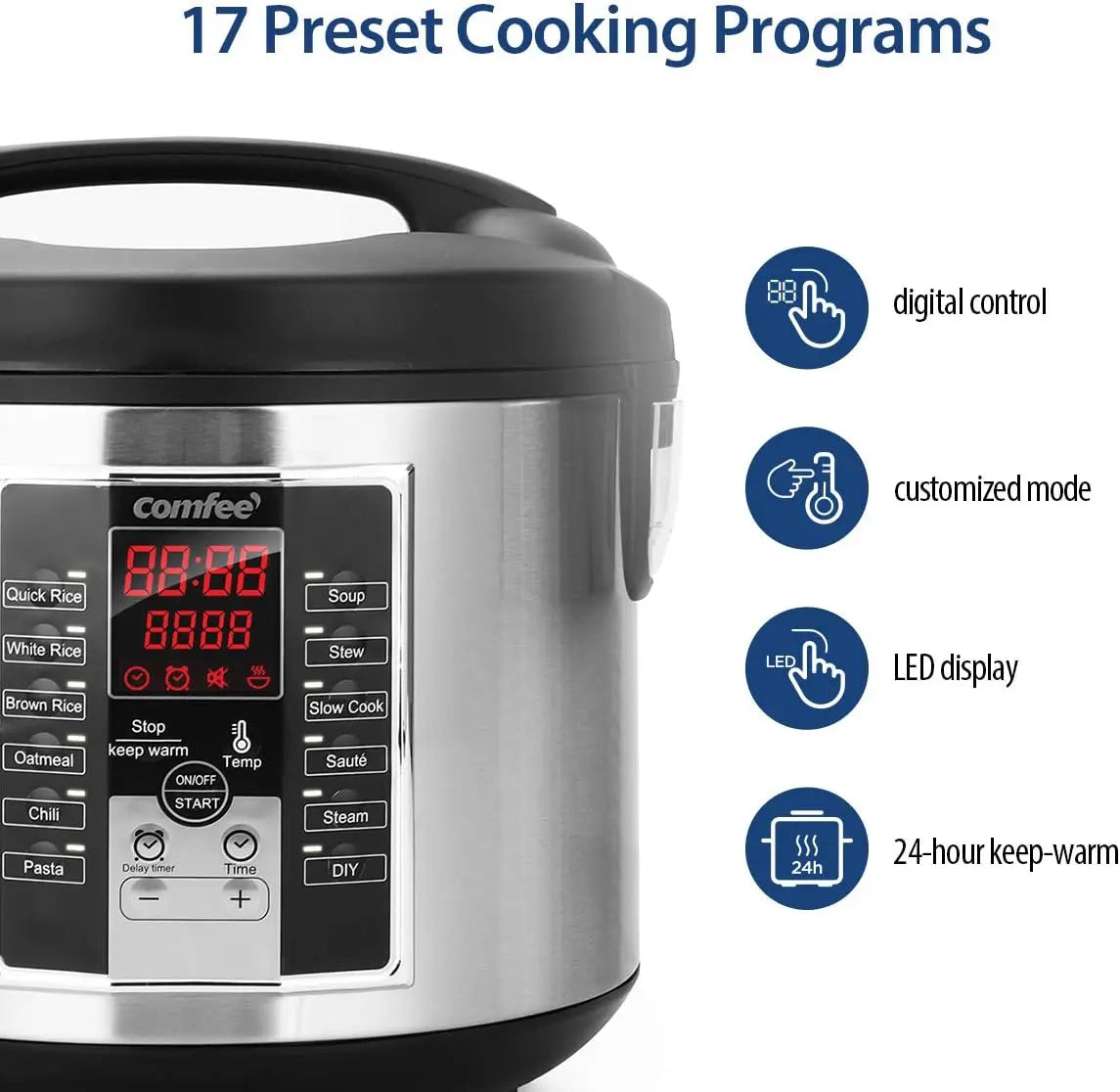Iosn All-In-One 12-Program Multi Cooker Rice Slow Steamer Pot