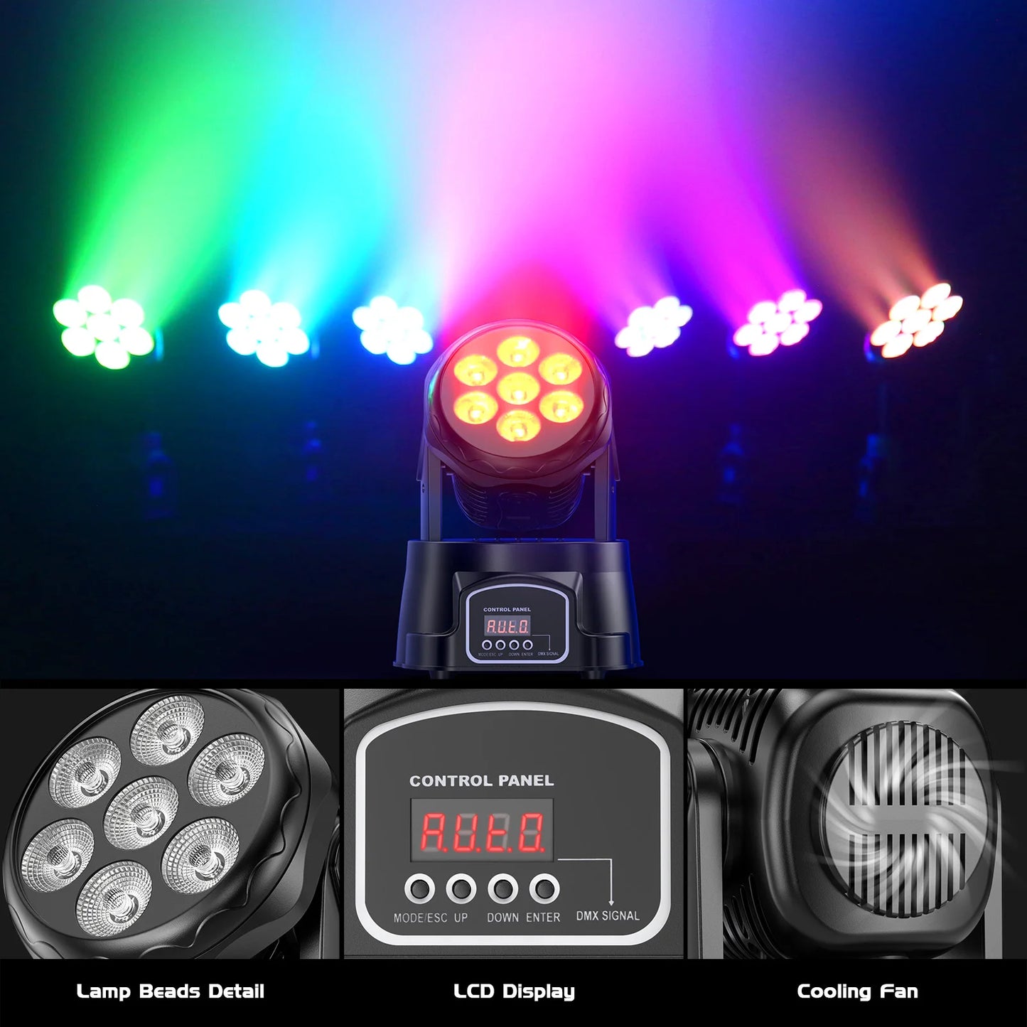 U'King 105W Moving Head Stage Lights RGBW Beams for DJ