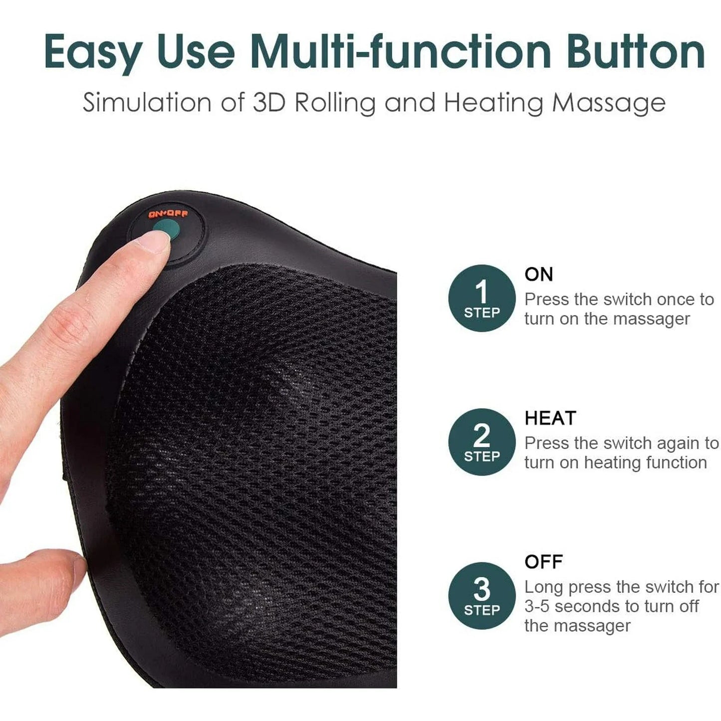 UNOISETION Electric Back Massager With Heat Neck Pillow