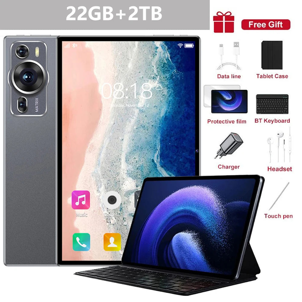 2025 New P60 Pro Tablets 10inch Global Version Tab Android14 22GB+2TB Tablet 20000mAh 5G Dual SIM WiFi Children's Kids Tablet PC