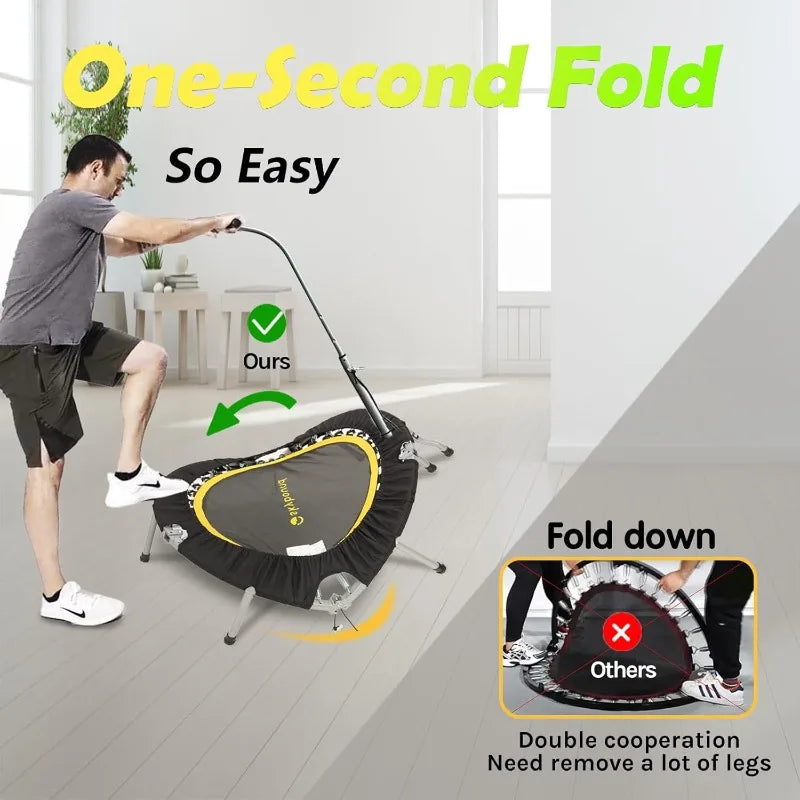 YTYIN Boogie Bounce Elite Foldable Mini Trampoline With T Bar