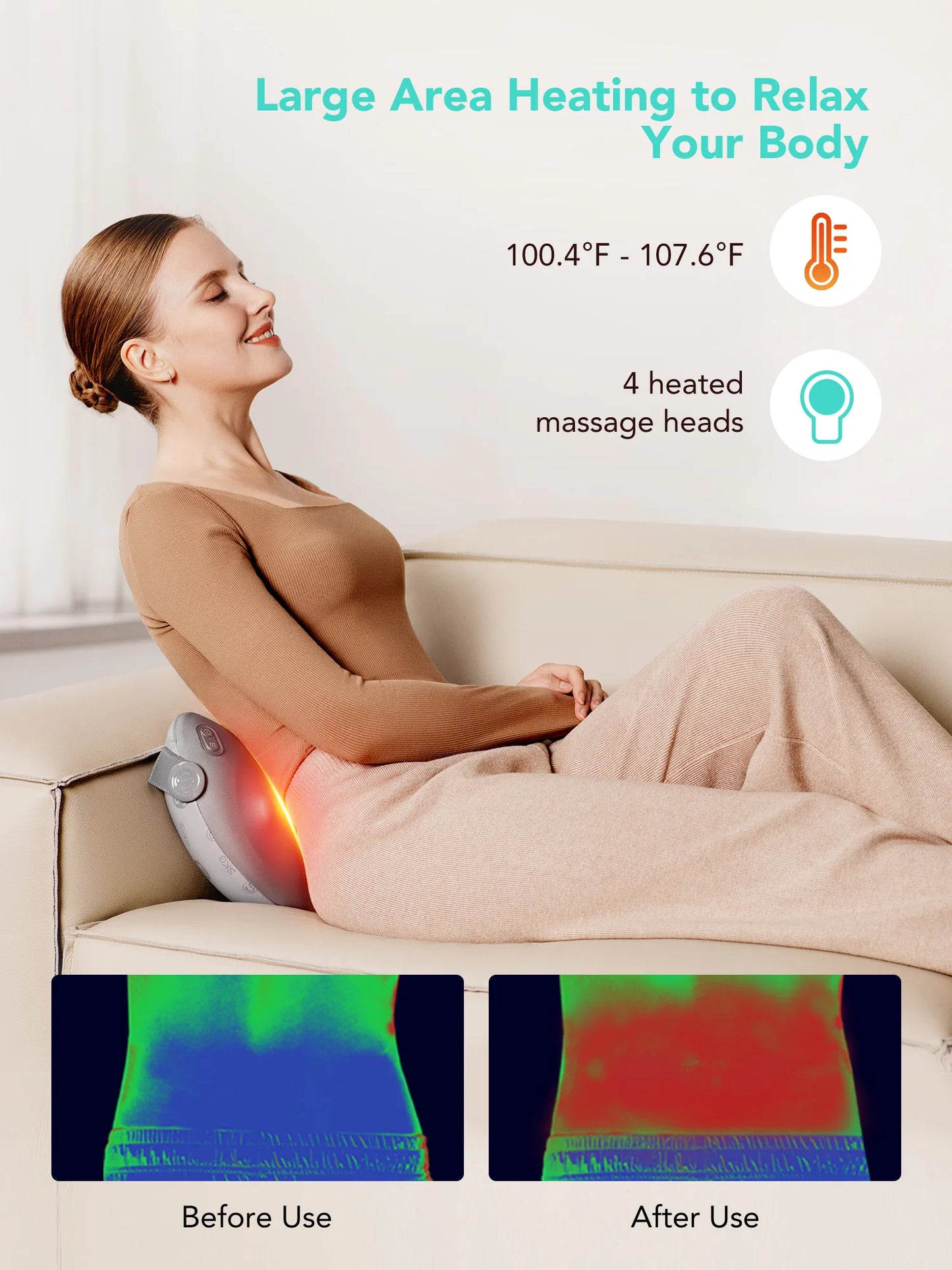 SKG Shiatsu Back Massager With Heat And 4D Kneading