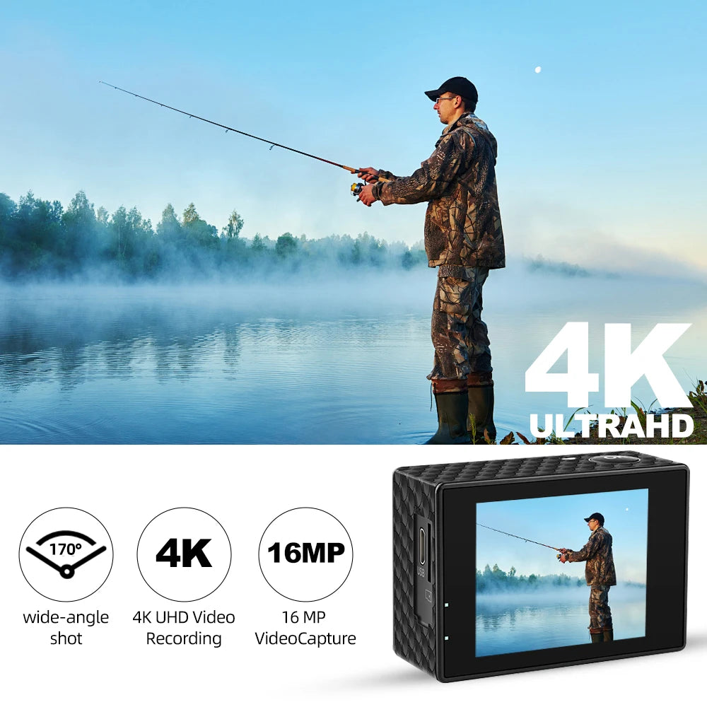 Ourlife Action Camera Ultra HD 4K 30FPS Waterproof 30m
