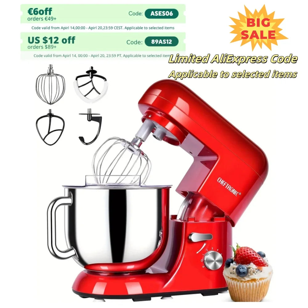 Cheftronic Stand Mixer Tilt-Head 650W with Milk Frother