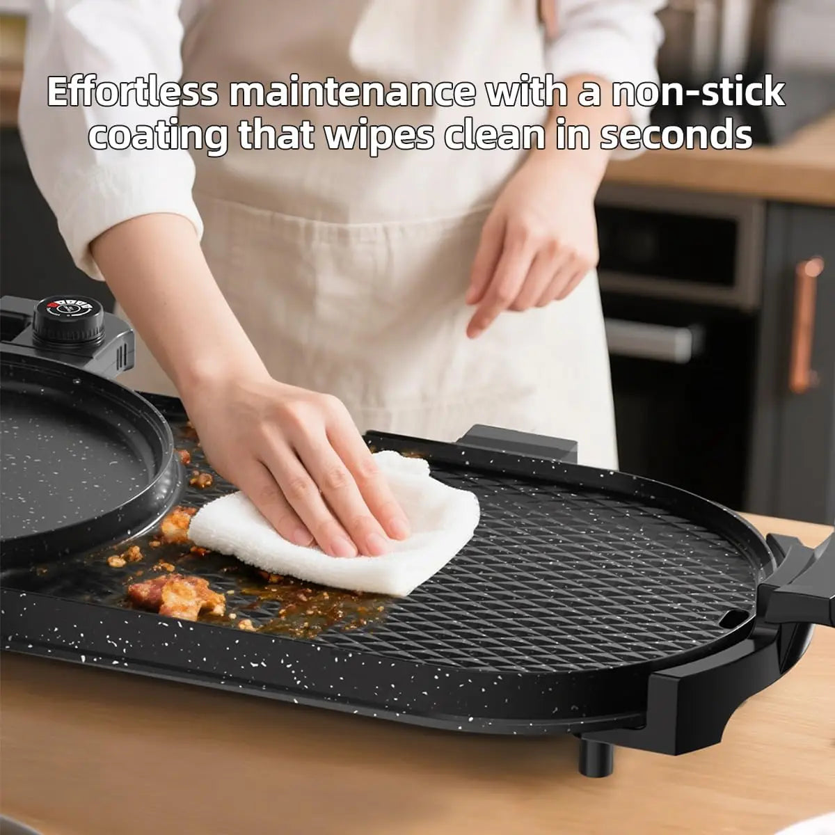 XMSJ 2200W Electric Grill And Hot Pot Combo Indoor Cooking